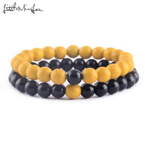 2Pcs/Set Natural stone beads Couple Lovers best friend bracelet for women yoga Yin Yang Beaded Bracelets Bangles gift for men