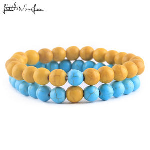 2Pcs/Set Natural stone beads Couple Lovers best friend bracelet for women yoga Yin Yang Beaded Bracelets Bangles gift for men