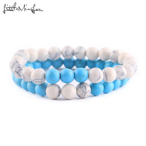2Pcs/Set Natural stone beads Couple Lovers best friend bracelet for women yoga Yin Yang Beaded Bracelets Bangles gift for men