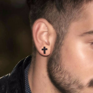 2pcs Black Stainless Steel Cross Post Earrings Simple Modern Minimalist Everyd Stud Earings for Men Women Unisex Jewelry