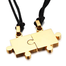 Carica l&#39;immagine nel visualizzatore di Gallery, 2pcs/Pair Stainless Steel Puzzle Pendant Necklace Rope Chain For Lover Couple Women Men Love Romantic Jewelry Valentine Gift