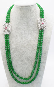 2rows green jade round 8mm necklace 24-26inch wholesale beads nature gemstone unique pendant