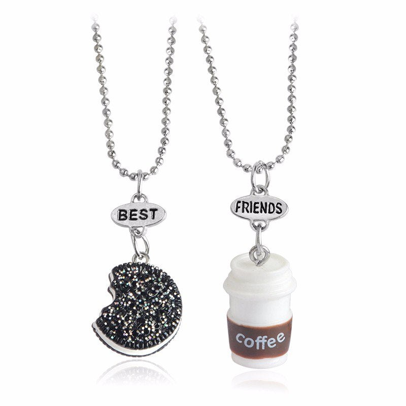 3 * 2 pezzi / set di mini biscotti Oreo e collana con pendente al caffè Migliore amico e signora BFF regalo per amici del cibo gioielli 