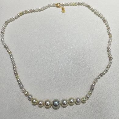 3.5-9.5MM Natural sea water pearl necklace Akoya Pearl fine jewelry with 18K gold clasp perfect round Genuine jewelry