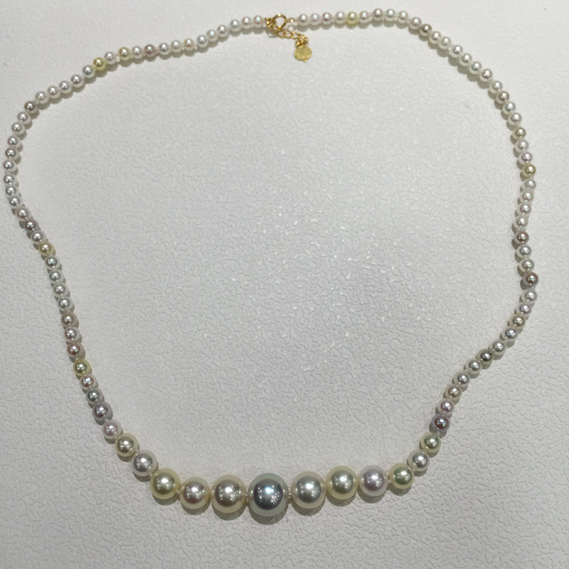 3.5-9.5MM Natural sea water pearl necklace Akoya Pearl fine jewelry with 18K gold clasp perfect round Genuine jewelry