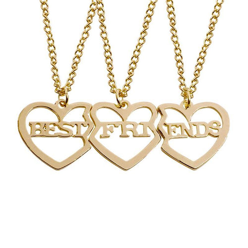 3 Pcs Best Friends Heart Stitching Pendant Necklaces Love BFF Choker Necklace For Men Women Fashion Couple Necklace Set Jewelry