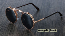 Load image into Gallery viewer, 3057 Steampunk Sunglasses Round Metal Women Style Retro Flip Circular Double Metal Sun Glasses Men CIRCLE SUN GLASSES