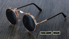 Load image into Gallery viewer, 3057 Steampunk Sunglasses Round Metal Women Style Retro Flip Circular Double Metal Sun Glasses Men CIRCLE SUN GLASSES