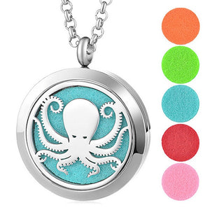 30mm Perfume Diffuser Locket Necklace Dolphin 316L Stainless Steel Magnetic Randomly Send 5pcs Oil Pads as Gift VA-813
