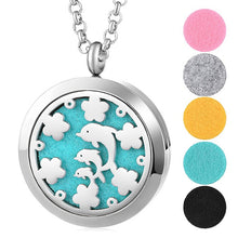 Load image into Gallery viewer, 30mm Perfume Diffuser Locket Necklace Dolphin 316L Stainless Steel Magnetic Randomly Send 5pcs Oil Pads as Gift VA-813