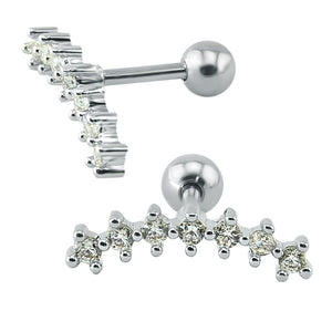 316 Stainless Steel Fashion Piercing Jewelry Seven Dazzling CZ Zircon Stud Earcuff Line Type Stud Earrings For Women Accessories