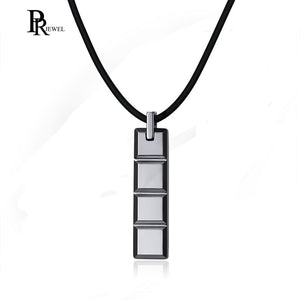 36mm Men's Tungsten Carbide High Polished Square Cut Stick Bar Pendant Necklace for Men Boy Personalized Gift