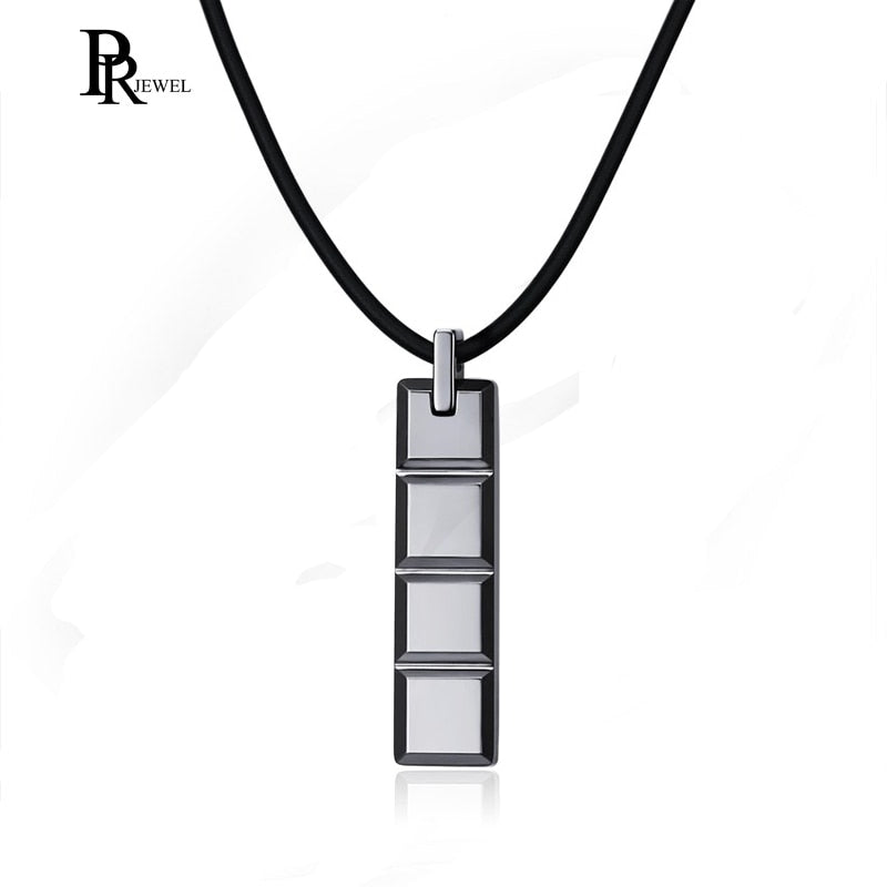 36mm Men's Tungsten Carbide High Polished Square Cut Stick Bar Pendant Necklace for Men Boy Personalized Gift