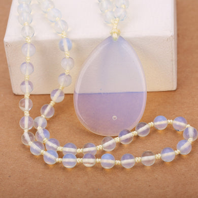 3A Natural Agate Quartz Point Necklace Water Droplets Crystal Healing Stone Chakra Reiki Fashion Jade Fine Jewelry Sweater chain