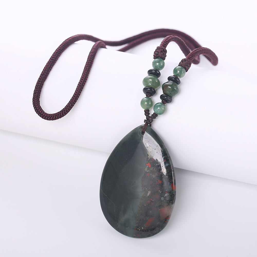 3A Natural Purple Quartz Agate Pendant Necklace Handmade Rose Tree Of Life Wrapped Drop Green Healing Crystal Statement Necklace