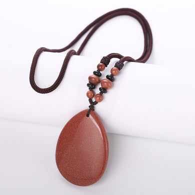 3A Natural Stone Necklace Choker Hot Necklace Pendulum Chain Pendant Red Colors Water Droplets Ball Necklace Reiki Charm Jewelry
