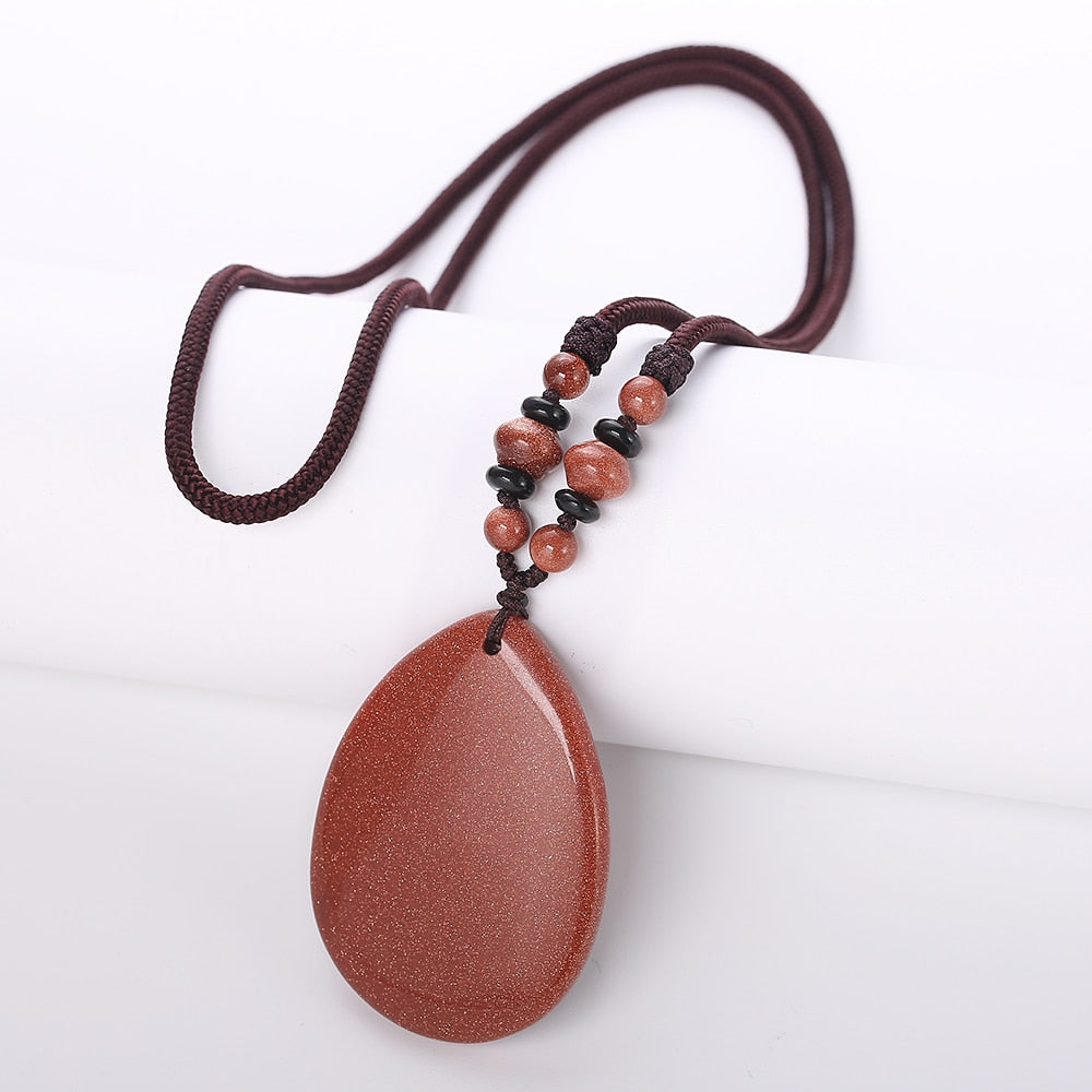 3A Natural Stone Necklace Choker Hot Necklace Pendulum Chain Pendant Red Colors Water Droplets Ball Necklace Reiki Charm Jewelry
