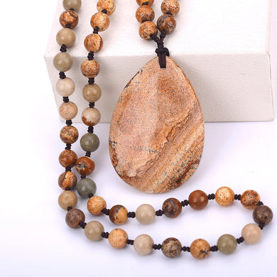 3A Original Natural Agate Gemstone Stone Amber Water Drop Necklaces Pendant Tiger Eye Lapis Lazuli Crystal Reiki Healing Jewelry