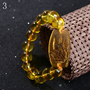 3A Topaz Crystal yellow Buddha Beads Bangles & Bracelets Handmade Jewelry Ethnic Bracelet Reiki for Women Men Carving guard 2018
