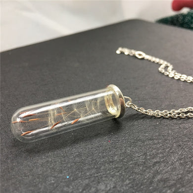 3PCS 40x10/40x12/50x18MM Glass tube Dandelion Real Seed Necklace ,real dandelion seeds necklace