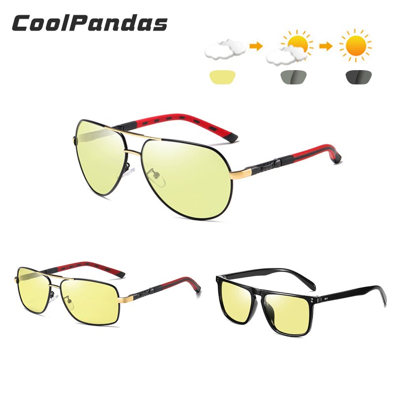 3PCS Combined CoolPandas Sunglasses Men Polarized Day Night Vision Driving Eyewear Photochromic Women gafas de sol hombre