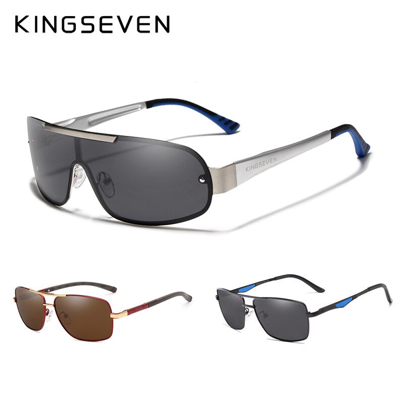 3PCS Combined KINGSEVEN Brand Design Silver Frame Sunglasses Men Polarized UV Protection Oculos De Sol