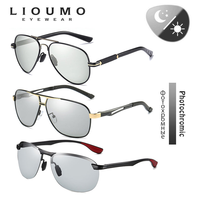 3PCS Combined LIOUMO Brand Polarized Sunglasses For Men Women Photochromic Driving Eyewear Chameleon Anti-Glare Lenses