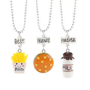 3PCS/Set Friends Hamburger Stereo Imitation BFF Necklace For Children Best Friends Forever Kid Jewelry Gift ert30