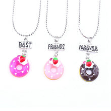 Load image into Gallery viewer, 3PCS/Set Friends doughnut Stereo Imitation BFF Necklace For Children Best Friends Forever Kid Jewelry Gift ert27