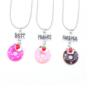 3PCS/Set Friends doughnut Stereo Imitation BFF Necklace For Children Best Friends Forever Kid Jewelry Gift ert27