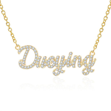 Custom Jewelry Crystal Plating Really Gold Sparkling Cut Carrie Style Name Necklaces Personalized Nameplate Necklace