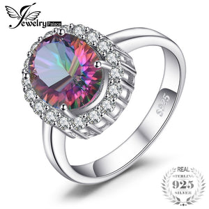 3ct Natural Mystic Fire Rainbow Topaz Engagement Wedding Ring Women Solid Genuine 925 Sterling Silver New Fine Jewelry Hot
