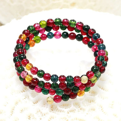 Bracciale da 20 pollici con quarzo rotondo multicolore a 3 file, perline all'ingrosso, regalo freeshipping della natura 