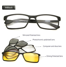 Load image into Gallery viewer, 4+1 Suit Itay Designer Ultem Magnet Clip On Sunglasses Women Square Spectacles Magnetic Photochromic Sunglasses Men Polarized