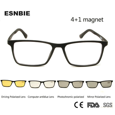 4+1 Suit Itay Designer Ultem Magnet Clip On Sunglasses Women Square Spectacles Magnetic Photochromic Sunglasses Men Polarized