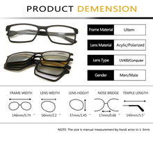 Load image into Gallery viewer, 4+1 Suit Itay Designer Ultem Magnet Clip On Sunglasses Women Square Spectacles Magnetic Photochromic Sunglasses Men Polarized