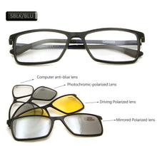 Load image into Gallery viewer, 4+1 Suit Itay Designer Ultem Magnet Clip On Sunglasses Women Square Spectacles Magnetic Photochromic Sunglasses Men Polarized