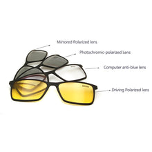 Load image into Gallery viewer, 4+1 Suit Itay Designer Ultem Magnet Clip On Sunglasses Women Square Spectacles Magnetic Photochromic Sunglasses Men Polarized