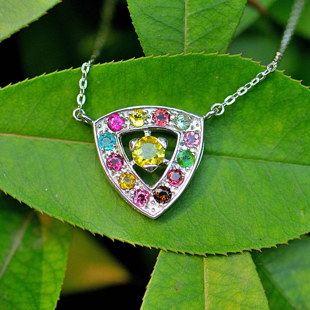4.1ct Natural Tourmaline Sterling Silver Yellow Heart Necklace