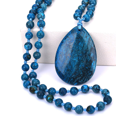 Collana lunga 4 * 6 cm da uomo con pendente a goccia d'acqua turchese naturale blu Gioielli popolari Accessori per feste di fascia alta Collier 