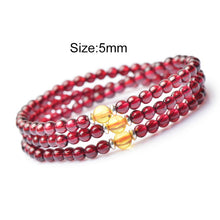 Load image into Gallery viewer, 4-6mm Natural Garnet Wrap Bracelet Silver Red Wine Charms Bracelet Round Beads Bracelets For Women
