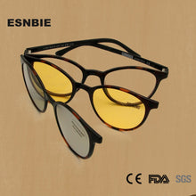 Load image into Gallery viewer, 4 In 1 Ultem Vintage Round Eyeglasses  Women Men Photochromic Polarized Sunglasses Magnetic Clip On Glasses Optical Computer