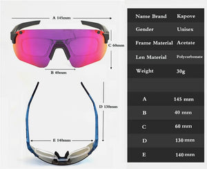 4 Lens Mountain Bike Sports Bicycle Photochromic Sunglasses Windproof Ski Goggles MTB Fishing Hiking Cycling Sun Glasses
