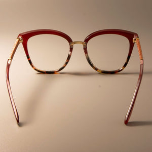 45074 Optical Lady Square Glasses Frames Women Shiny Red Color EyeGlasses  Eyewear