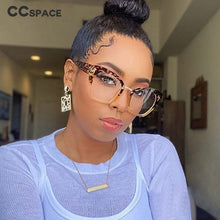Load image into Gallery viewer, 45079 Lady Oversized Glasses Frames For Women Brand Designer Optical EyeGlasses Rivet T Cat Eye Eyewear