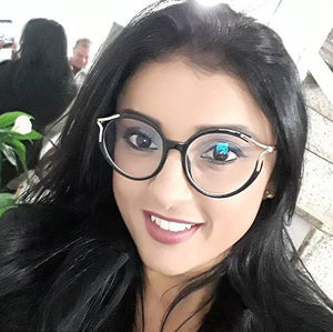 Lady Metal Hollow Round Glasses Frames For Women Cat Eye Brand Designer Optical EyeGlasses Fashion Eyewear