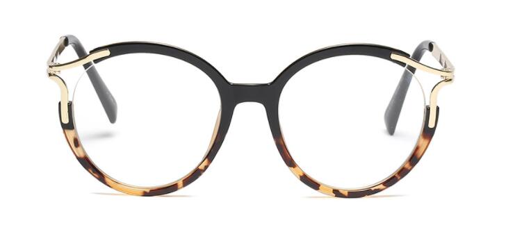 Lady Metal Hollow Round Glasses Frames For Women Cat Eye Brand Designer Optical EyeGlasses Fashion Eyewear