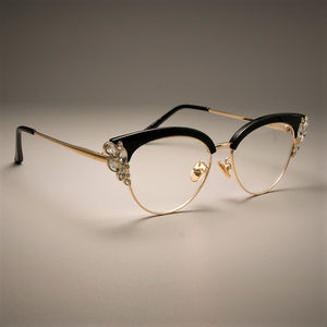 GORGEOUS Ladies Cat Eye Shiny Rhinestones Glasses Frames For Women Eyewear Optical EyeGlasses