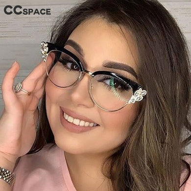 45120 Optical Lady Cat Eye Shiny Rhinestones Glasses Frames For Women Brand Designer EyeGlasses Eyewear