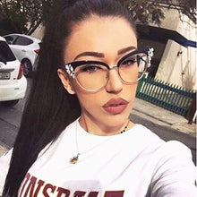 Load image into Gallery viewer, 45120 Optical Lady Cat Eye Shiny Rhinestones Glasses Frames For Women Brand Designer EyeGlasses Eyewear
